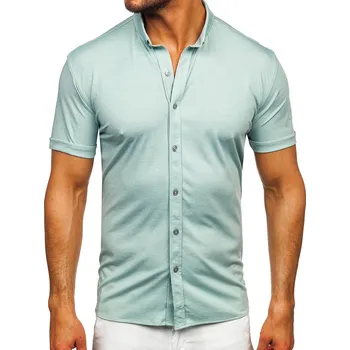 Pánská košile Mentolová pánská košile s krátkým rukávem Bolf 2005 - M