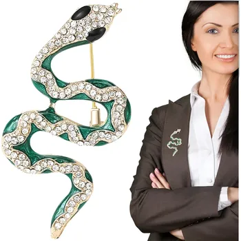 Brož Camerazar Brož se zirkony, zelený had, elegantní špendlík