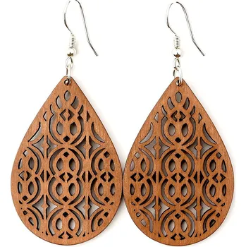 Náušnice Dřevěné náušnice - Boho