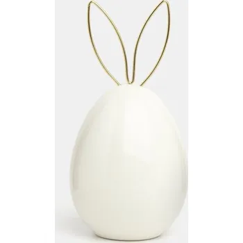 Velikonoční dekorace Vajíčko s králičími ušima Bílá/Zlatá