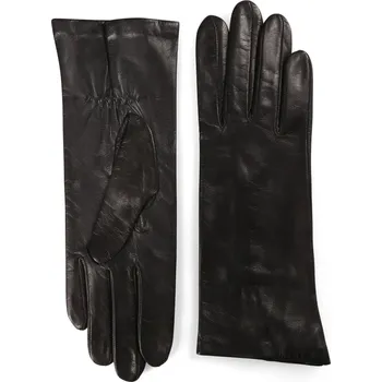 Rukavice BOHEMIA GLOVES Kožené rukavice pro dámy s hedvábnou podšívkou a gumičkou v dlani Barva: Černá, Velikost: 7