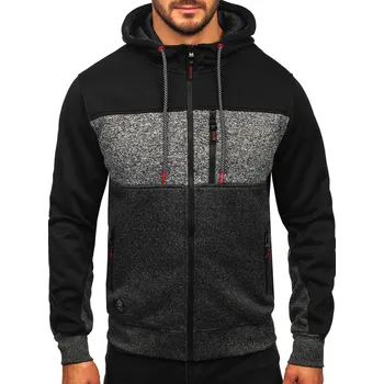 Pánské oblečení Antracitová pánská mikino-bunda s kapucí Bolf TC1206 - M