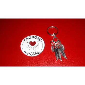 HandMade by VeJa Přívěšek na klíče - slza s per #780;i #769;m s kroužkem