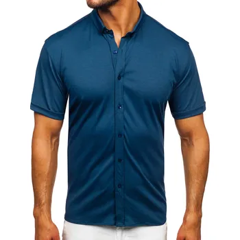 Pánská košile Tmavě modrá pánská košile s krátkým rukávem Bolf 2005 - XL