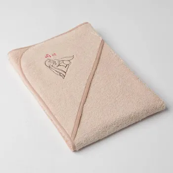 Dětská osuška Veba s kapucí béžová s výšivkou Zajíček mazlíček béžová lemovka Varianta: 75x75cm