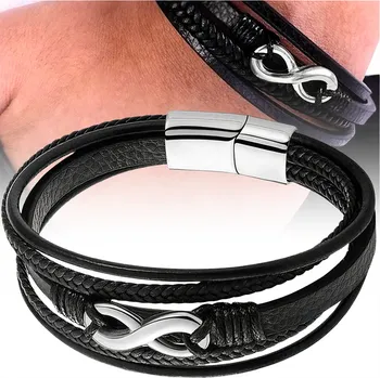 Náramek Náramek nekonečno z černé kůže