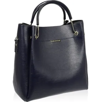 Kabelka Modrá elegantní dámská kabelka S728 se stříbrnými doplňky GROSSO