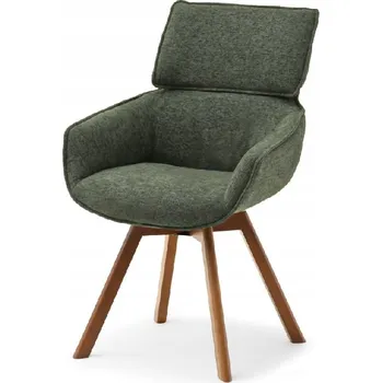 Jídelní židle MPT Otočná jídelní židle Dorian, zelený odstín/ořechové podnoží