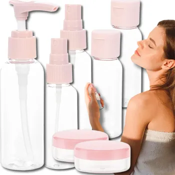 Camerazar Sada 8 kusů cestovních kosmetických lahviček růžová