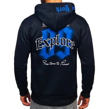 Pánské oblečení Tmavě modrá pánská mikina s kapucí a potiskem anorak Bolf M278 - L