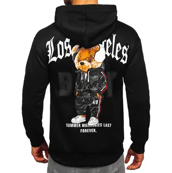 Pánská mikina Černá pánská mikina s kapucí a potiskem anorak Bolf M287 - 2XL