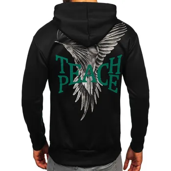 Pánská mikina Černá pánská mikina s kapucí a potiskem anorak Bolf M279 - XL