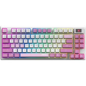 Klávesnice MSI herní klávesnice FORGE GK600 TKL Violet/ bezdrátová 2,4GHz+BT/ mechanická/ RGB/ USB-C/ display/ CZ+SK layout