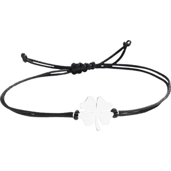 Náramek Camerazar Náramek z chirurgické oceli se stříbrnou šňůrkou a motivem jetele