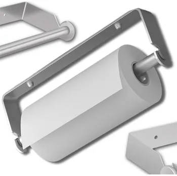 Držák na papírové ručníky, stříbrný, nerezová ocel, 27x11x3,7 cm