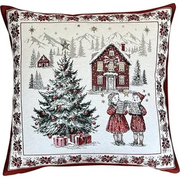 Povlečení Home of Christmas Žakárový vánoční povlak na polštář s motivem Koledníci 50 × 50 cm