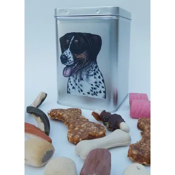 Chovatelství Český strakatý pes - plechová dóza s pamlsky pro psy (30 pamlsků)