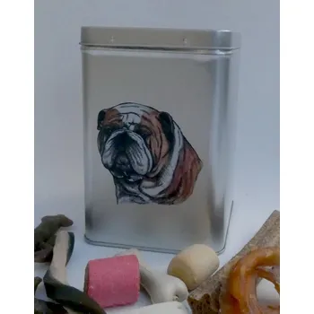 Chovatelství Anglický buldok - plechová dóza s pamlsky pro psy (30 pamlsků)