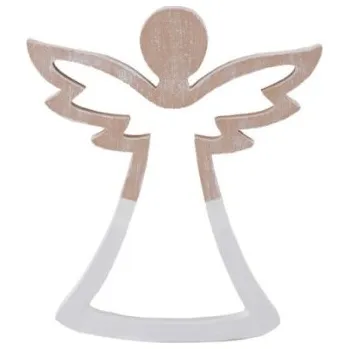 Vánoční dekorace Anděl dřevo 195x220mm na postavení, přírodní, bílá ( )