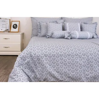 Povlečení Podpěrová Zdeňka Ložní povlečení flanel - FINE ŠEDÁ / SRDCE velikost:: 140/200+70/90cm