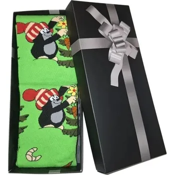 Dámské ponožky Boma Ponožky v krabičce On a Ona Vánoce Krtek ( 2 páry ) - zelená Velikost: 35-38 a 39-42