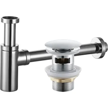 Sifon CERANO - Sifon umyvadlový - 5/4" - mosaz - DN32 mm s výpustí click-clack s přepadem - chrom