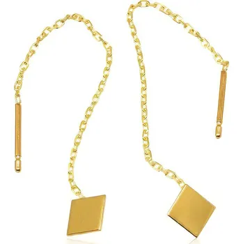 Šperk ŠPERKY-NM, Zlaté čtvercové náušnice 2079 řetízkové