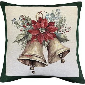 Povlečení Home of Christmas Gobelínový vánoční povlak na polštář s motivem Zvonek - zelený 45 × 45 cm