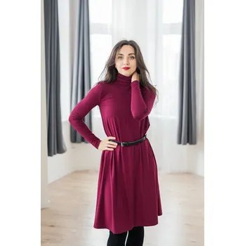 Dámské šaty Rolákové bamboo šaty Cecile rozšířené bordó-vínové Velikost: M