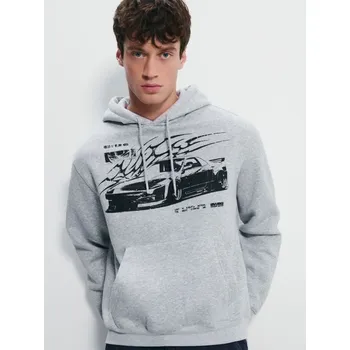 Pánská mikina Mikina s kapucí a potiskem - M - House - šedá - 238HF-85M