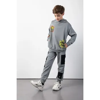 Chlapecké kalhoty Dětské tepláky s bavlnou Coccodrillo šedá barva, SPORTS BOY JUNIOR ZC5120101SBJ 09X, vel. 158