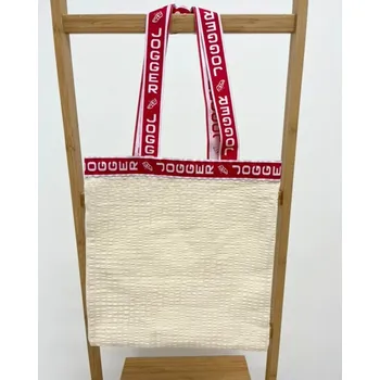 B.E.S. - Petrovice, s.r.o. Látková taška - 31x33cm - vzor Béžová s červeným lemem