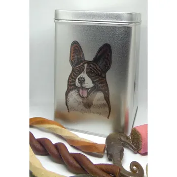 Chovatelství Welshcorgi Cardigan - plechová dóza s pamlsky pro psy (30 ks pamlsků)