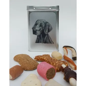 Chovatelství Výmarský ohař - plechová dóza s pamlsky pro psy (30 pamlsků)