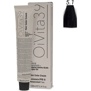 Barva na vlasy OiVita39 Hair Color Cream Ammonia, PPD & Resorcinol Free 5.1 – Profesionální barva bez amoniaku, PPD a resorcinolu 100 ml