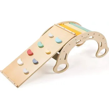 Hračka eliNeli Dřevěná montessori houpačka PRO 5v1 set s prknem 2v1 fresh