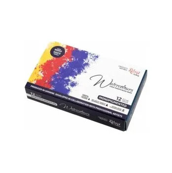 Výtvárné potřeby ROSA Gallery akvarelové barvy Monopigment - 12 barev v kovové krabičce