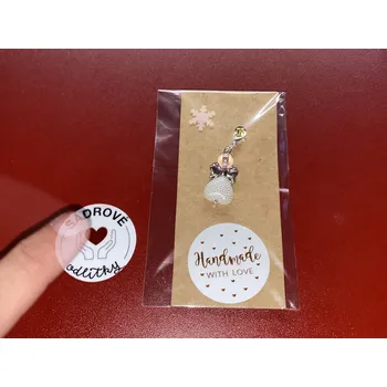 HandMade by VeJa Dárková karta HP - vločka s malým srdcem andílka