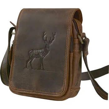 Malá hnědá pánská kožená taška přes rameno s jelenem 250591-16