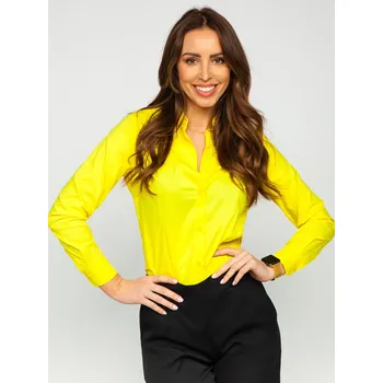 Dámská košile Žlutá dámská košile s dlouhým rukávem bez vzoru Bolf HH039 - L