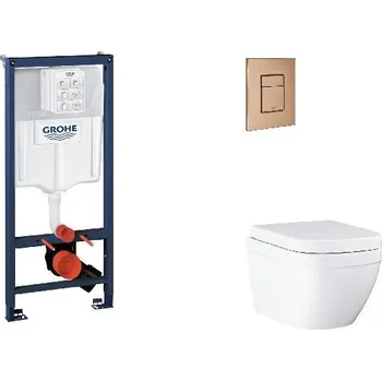 WC sada Grohe Rapid SL - Set předstěnové instalace, klozetu, sedátka SoftClose a tlačítka Skate Cosmopolitan, Triple Vortex, kartáčovaný Warm Sunset SANI11BB4128