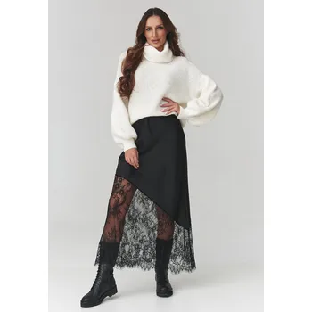 Dámská sukně Makadamia Sukně s krajkovým lemem C22 Barva: Černá, Velikost: ONE SIZE