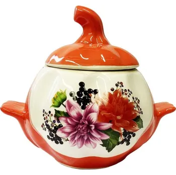 Hrnec Keramický hrnec Modré a růžové květy 0,75l