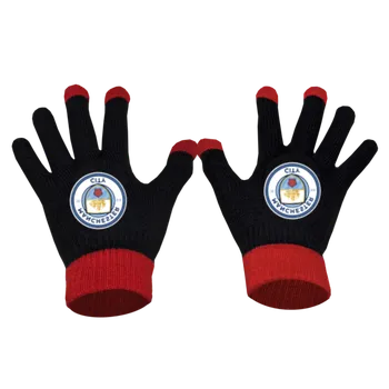 Čepice Numberoplus Premium dětské pletené rukavice - Manchester City FC Barva: Vínová