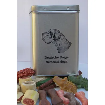 Chovatelství Německá doga - plechová dóza s pamlsky pro psy (30 pamlsků)