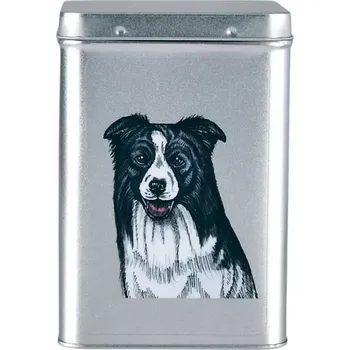 Dóza na potraviny Plechová dóza - border kolie barevná (objem 1,5 l)