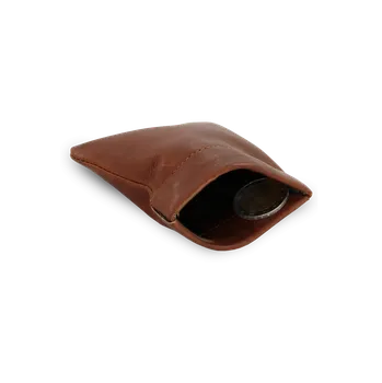 Arwel Tmavě hnědá kožená kapsa na mince s pružinou