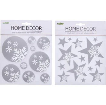 Samolepící dekorace Wiky Dekorace na zeď/okno Vánoční koule a hvězdy W024757 22,9 x 18,5 cm