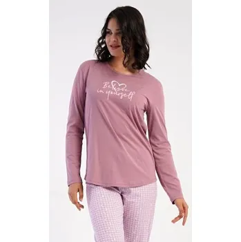 Dámské pyžamo Dámské pyžamo dlouhé Vienetta Secret Believe světle růžová S