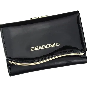 Kabelka Černá lakovaná malá dámská kožená peněženka v dárkové krabičce ZLF-117